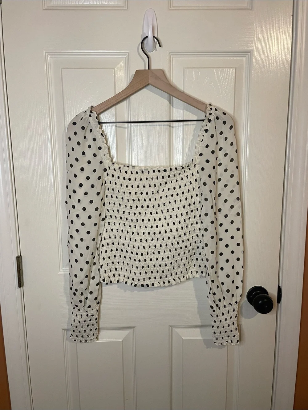 Reformation Pinto Top in White & Black Polka Dots Size Medium
